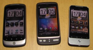 HTC Desire im Vergleich mit dem HTC Legend und Nexus One