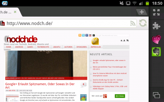 Evernote und Skitch Addon im Dolphin Browser