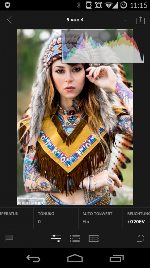 Adobe Lightroom mobile Histogramm-Anzeige