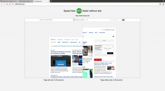 Opera Werbeblocker Geschwindigkeitsvergleich