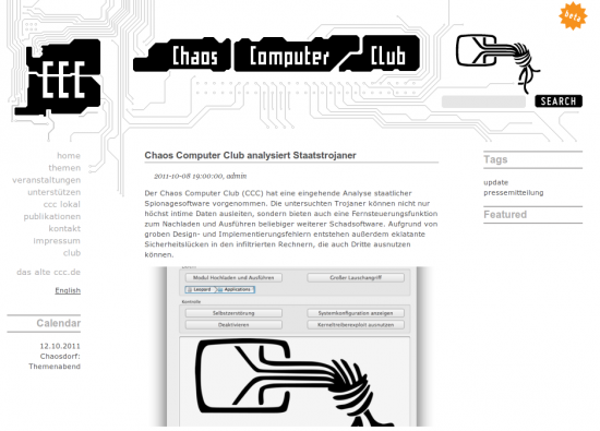 CCC Bundestrojaner (Screenshot der Webseite)