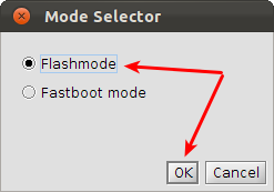 FlashTool Xperia Ubuntu Mode Auswahl