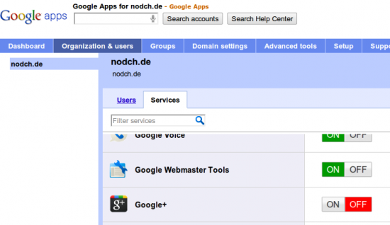 Google+ für Google Apps aktivieren