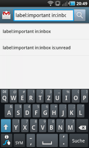 Google Priority Mail auf Android mittels Labelsuche