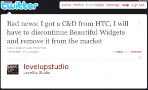 LevelUp Studio C&D Twittermeldung