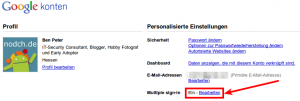 Google Accounts Aktivierung von Multiple=