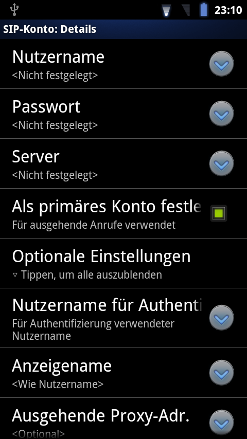 SIP/VoIP Konfiguration unter Android Gingerbread 2.3