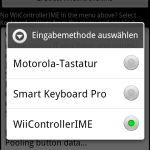Wiimote Controller Auswahl Eingabemethode