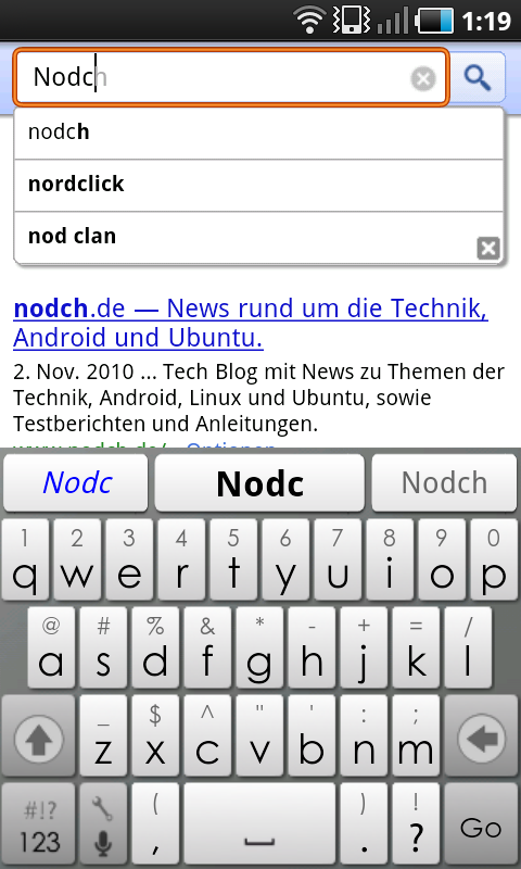 Google Instant für Android