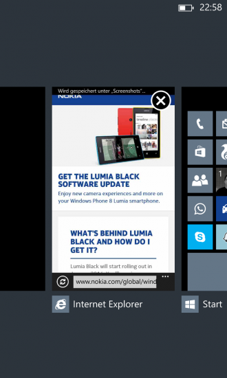 Nokia Black Update Apps schliessen